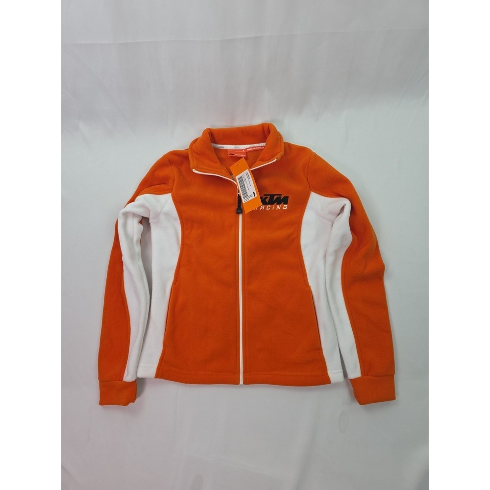 KTM Girls Sporty Fleece Full Zip Jacket Orange/White Girls Medium Logo Jacket